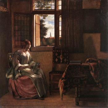 Pieter De Hooch : Woman Reading a Letter